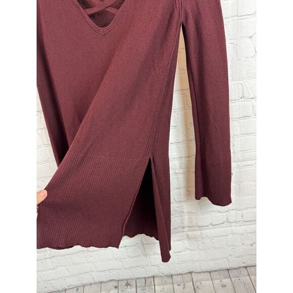 FREE PEOPLE brown rayon blend tunic style sweater pullover size S - Picture 3 of 8